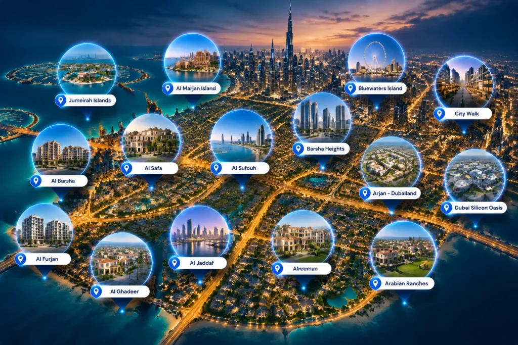 Home cleaning service coverage areas across Dubai map